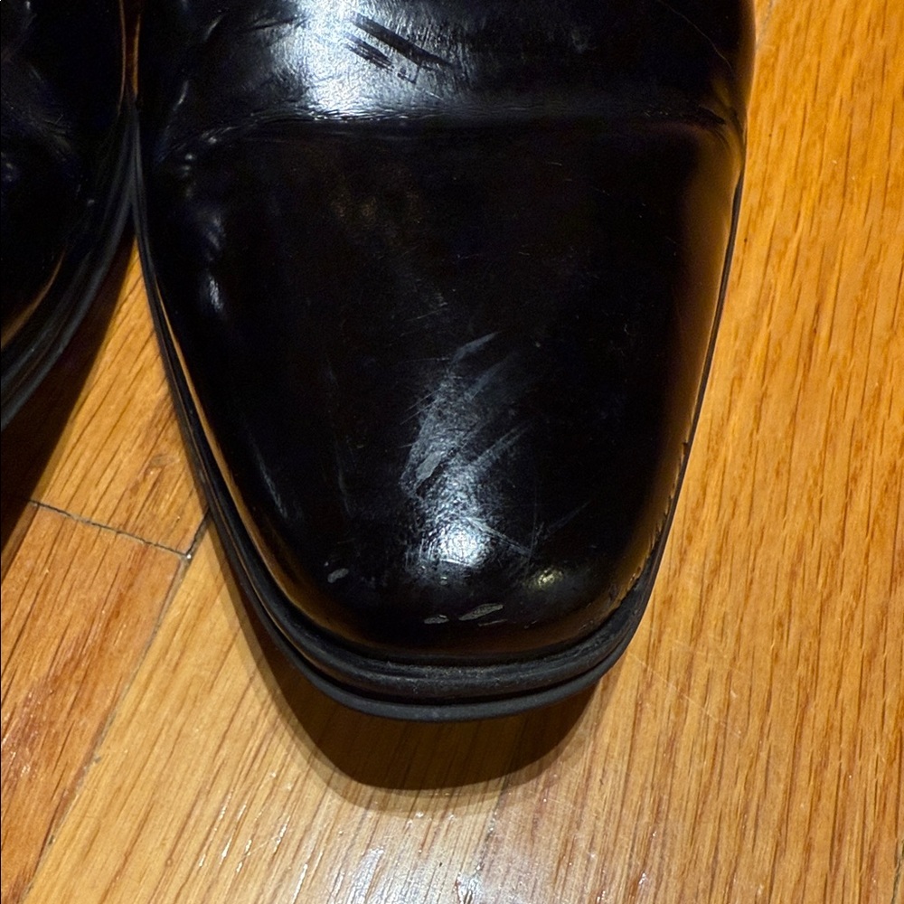 Versace Collection Shiny Black Leather Derbys Size 11 - Picture 8 of 9